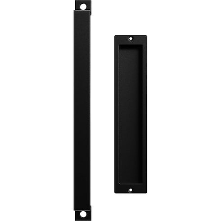 Ekena Millwork 16" Pull Handle & 12" Flush Pull for 1 3/8" Doors, Matte Black GB6001PP31612MB